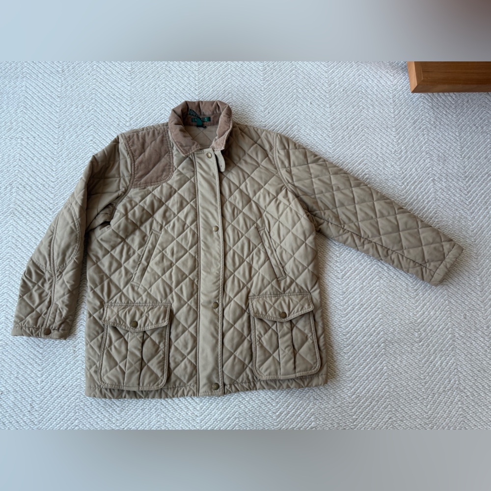Ralph Lauren Quilted Tan Barn Chore Jacket with corduroy accents sz 2x